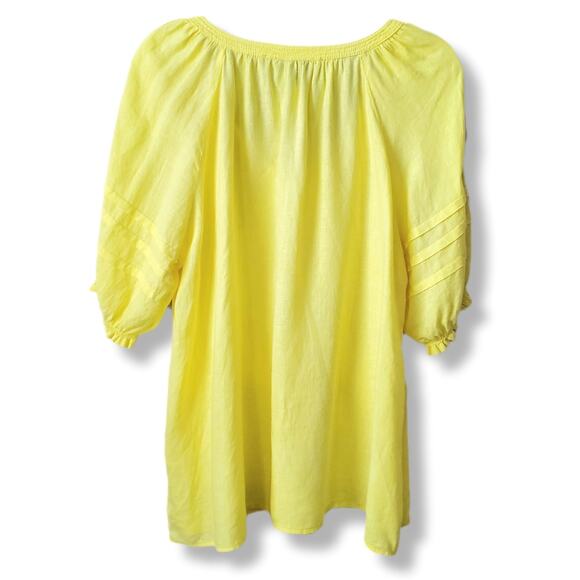 Talbots Yellow Linen Peasant Tunic Top 1X Boho Casual Coastal Summer Natural - Picture 6 of 9